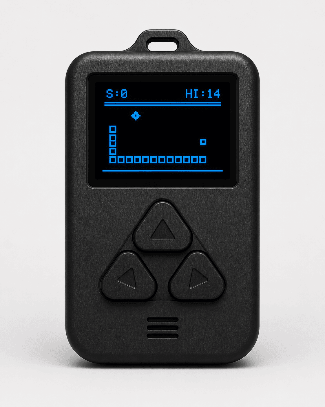 The PocketPixel keychain handheld, front view